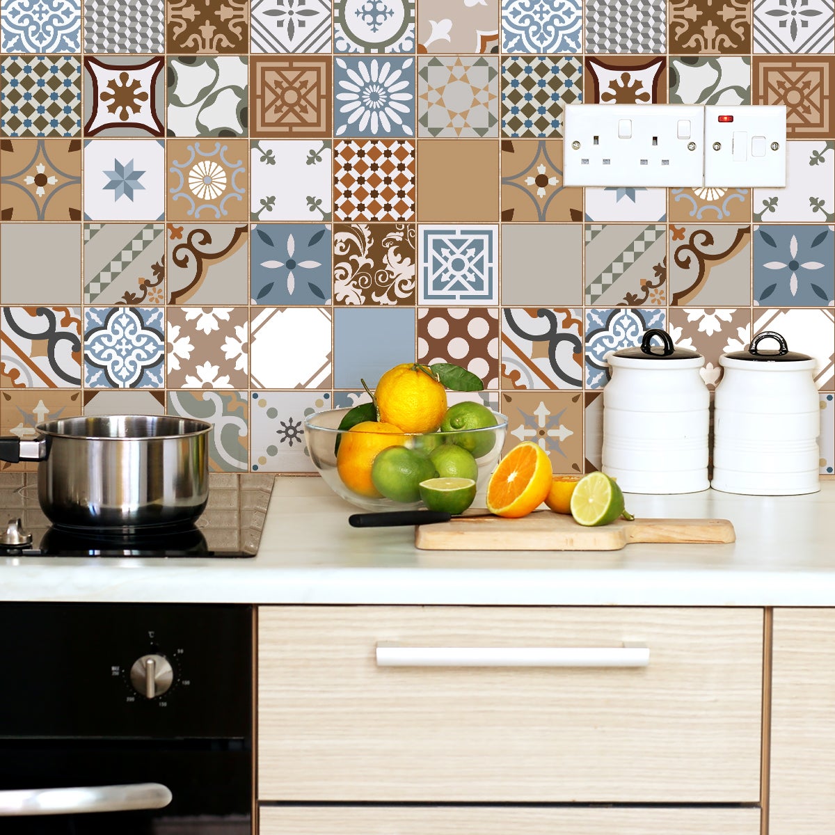 Sticker Mural Carrelage adhésif Cuisine Salle de Bain - 9 STICKERS ...