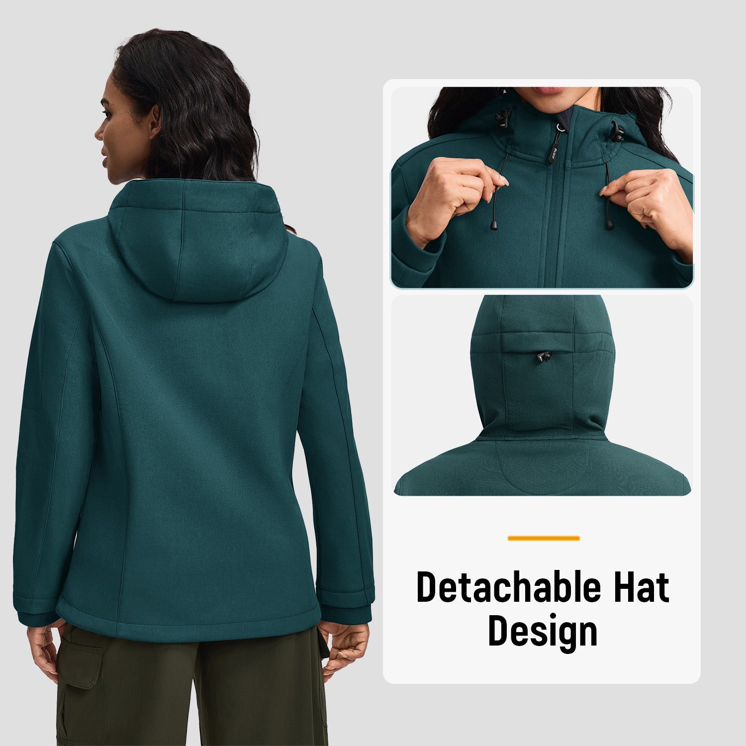 Veste de Travail Femme Taille L Blouson & Softshell - Imperméable, Anti-Vent, Fourré Chaud, Poches Multiples, Capuche - Vert - 3