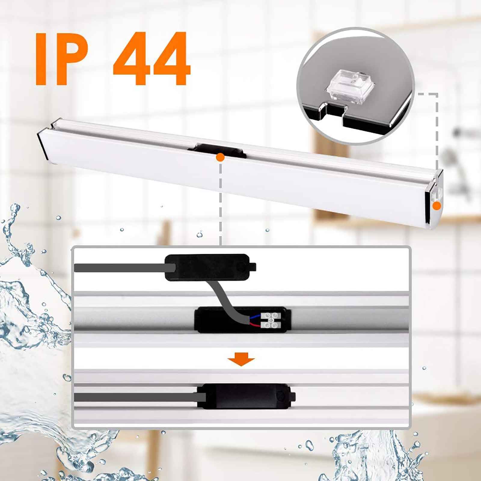 Applique murale LED 15W 1200lm, 60cm, avec interrupteur, pour miroir de salle de bain, dressing ou atelier. Lumière neutre 4000K, 230V. - 6