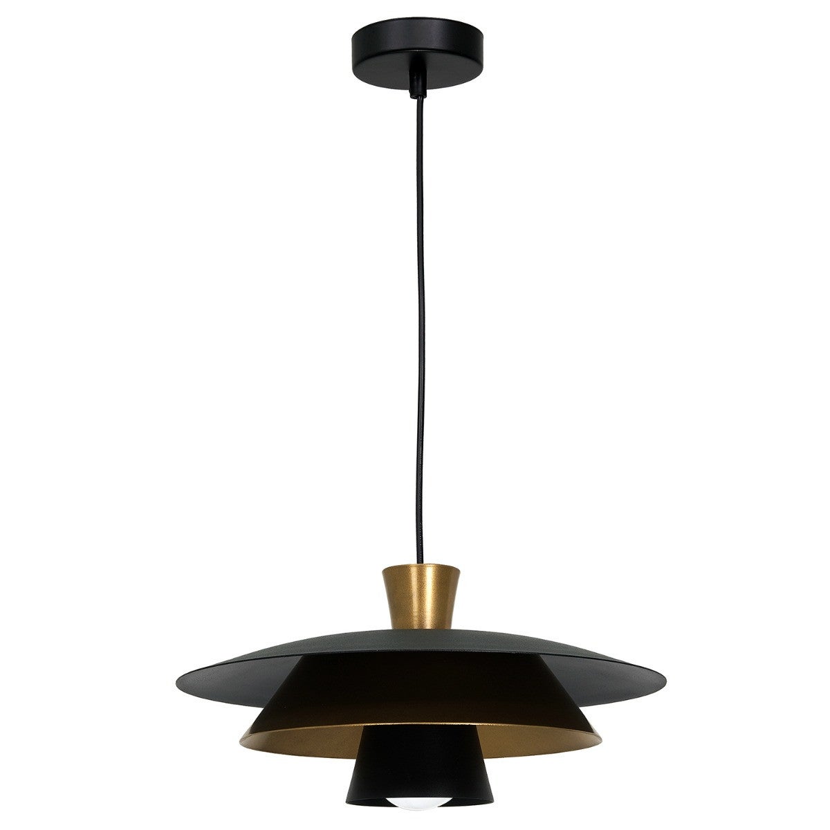 Lampa wisząca Plato czarny matowa-złoty mat 1xE27x15W dekoracyjna wym: 120 x 34 x 34 cm metal Luminex