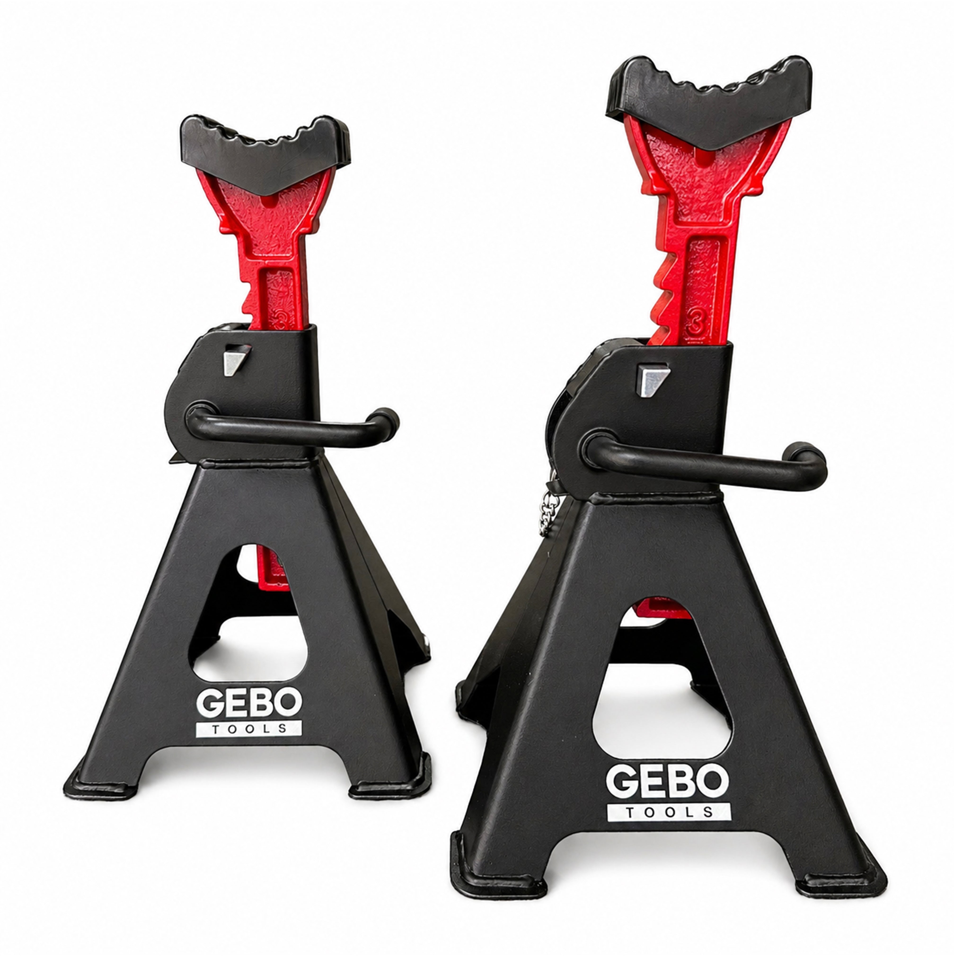 Set 2 capre 3T 29.5-43cm sustinere auto cu siguranta blocare dubla si tampon de cauciuc pentru protectie prag auto GEBO TOOLS 2buc