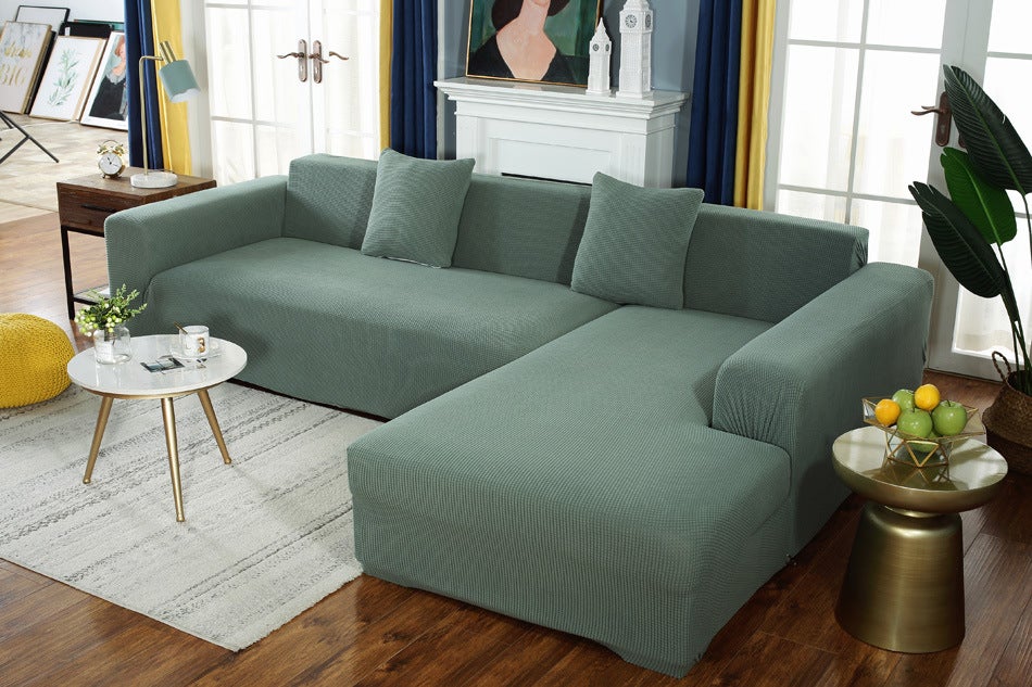 Housse d'angle élastique pour canapé - avec base élastique antidérapante, lavable en machine (1 ensemble, vert, 4 places ) - 3