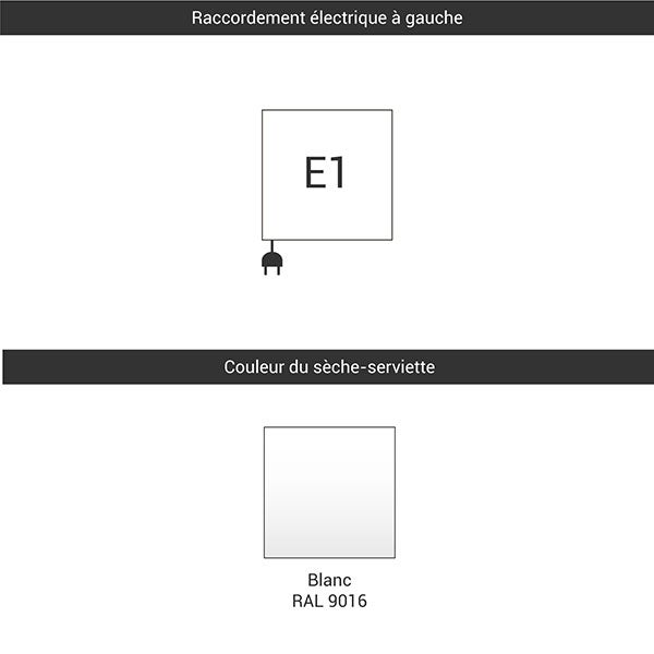 Sèche-serviette électrique blanc - (HxL) 1860x400mm - 600 Watt - 600 Watt - FIO1860-400E1B - 2