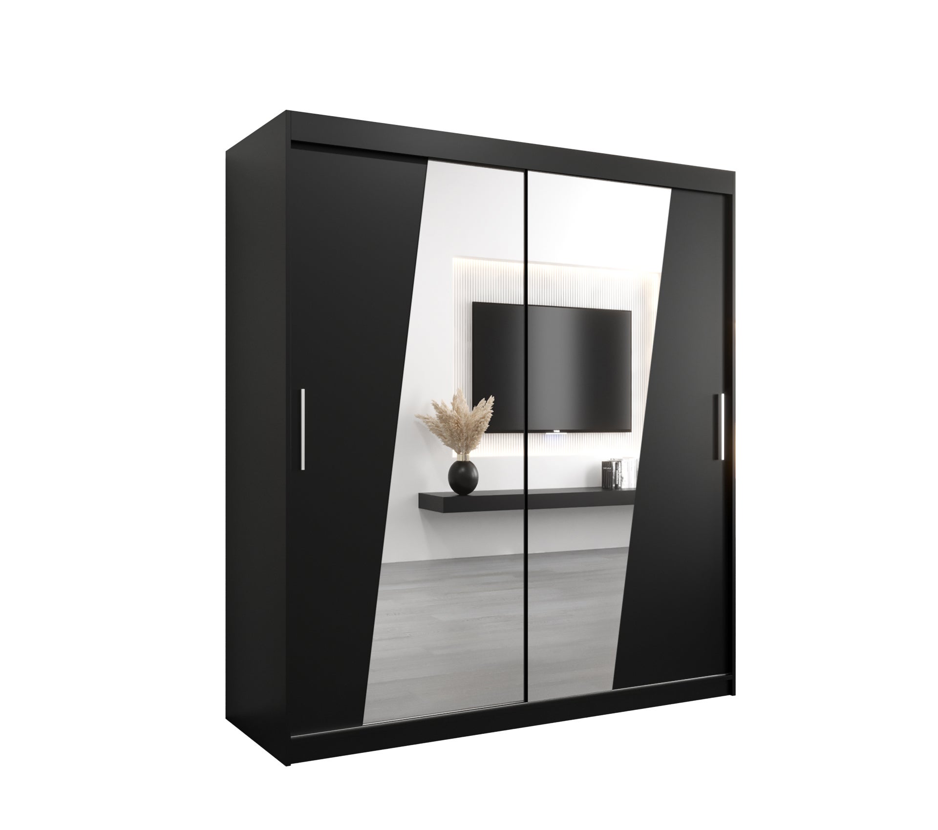 Szafa przesuwna garderoba RHOMB 180 x 62 x 200 cm Czarny - Abiks Meble