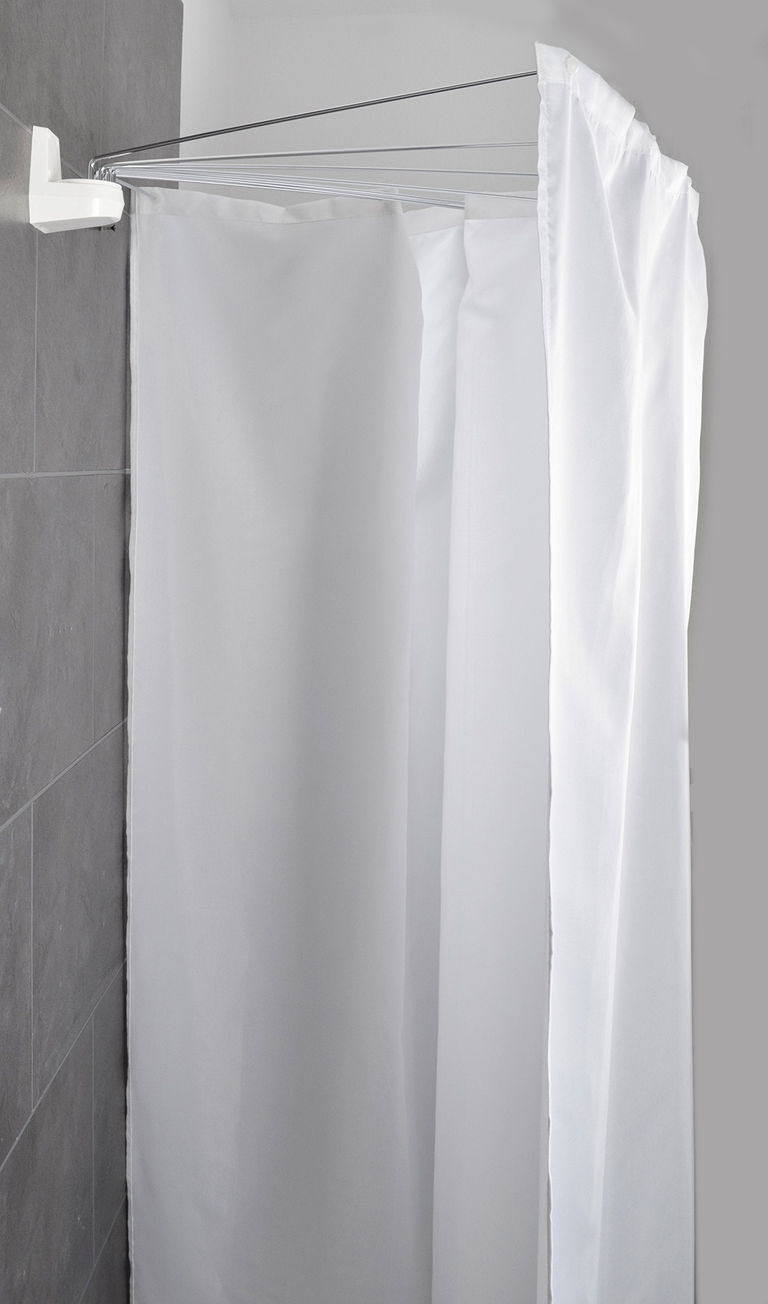 Tenda da Doccia Pieghevole Invisibile, Set di Tende da Doccia con Design a Doppia Carrucola, in Tessuto Moderno, 3 Colori, per il Bagno
