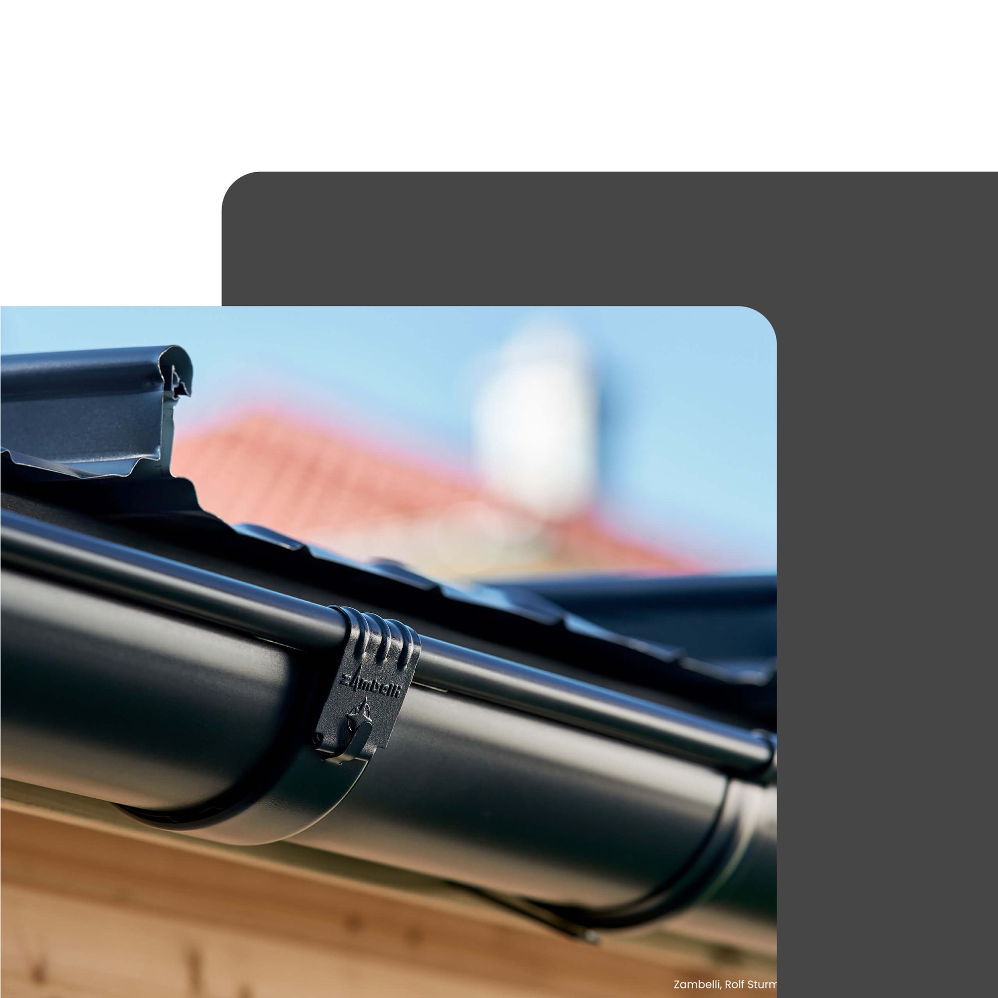 Gouttière demi-ronde en zinc RG 333 anthracite, haute protection contre la corrosion, montage facile sans soudure — ZAMBELLI - 3