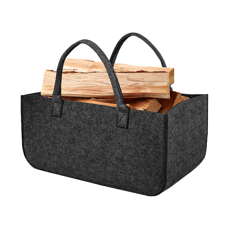 FREIGARTEN.DE Borsa In Feltro Grigio Chiaro Per Legna | Cesto Multiuso 43x43x37 Cm | Prodotta In UE - 2