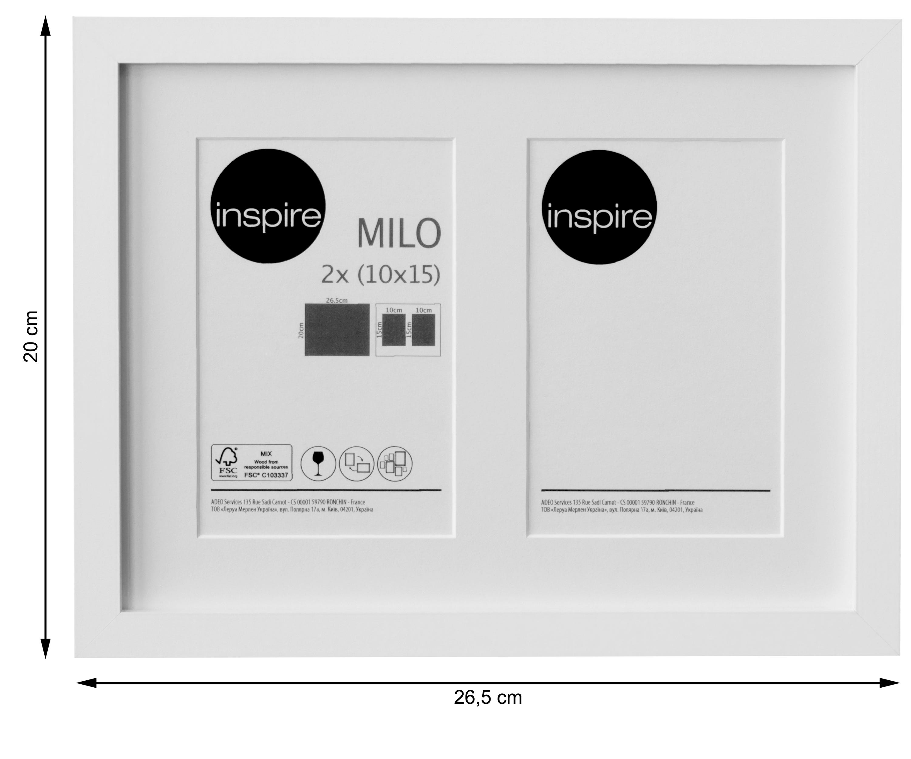 INSPIRE - Moldura fotográfica múltipla MILO para 2 fotos 15 x 10 cm - 20 x 26,5 cm - - MDF - Branco - 6