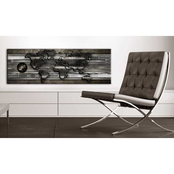 Tableau Cartes du monde Metalic Map 150x50 cm - 2