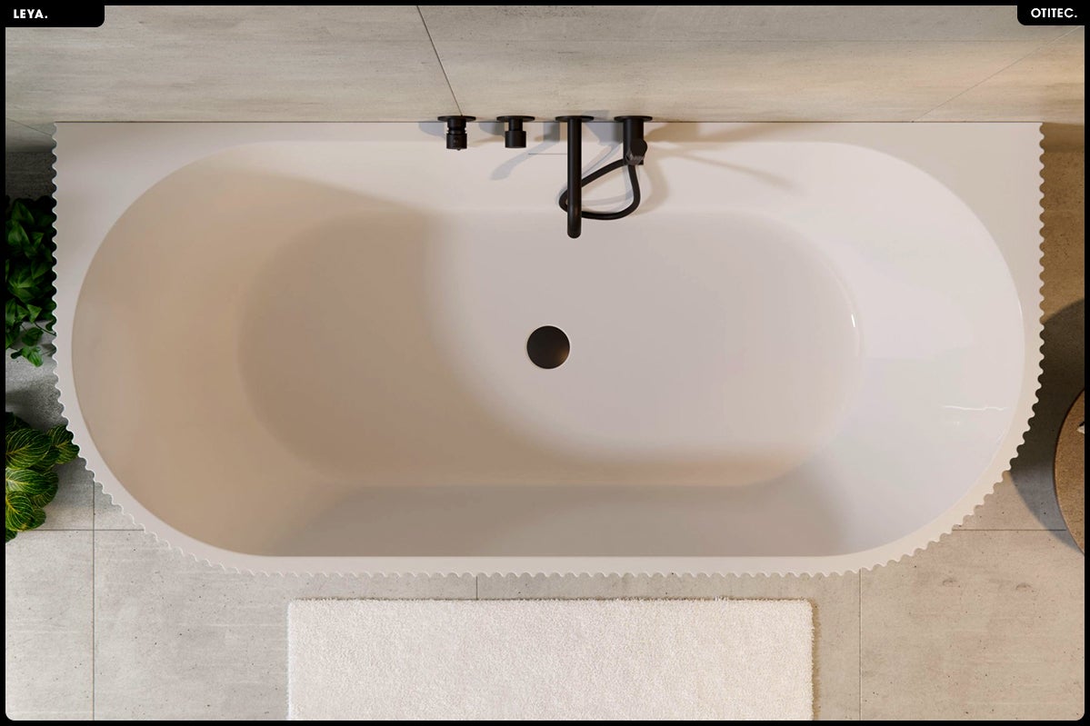 Baignoire semi îlot - 150 x 75 cm - avec Siphon Chrome - Pieds - INCLUS - LEYA - 4