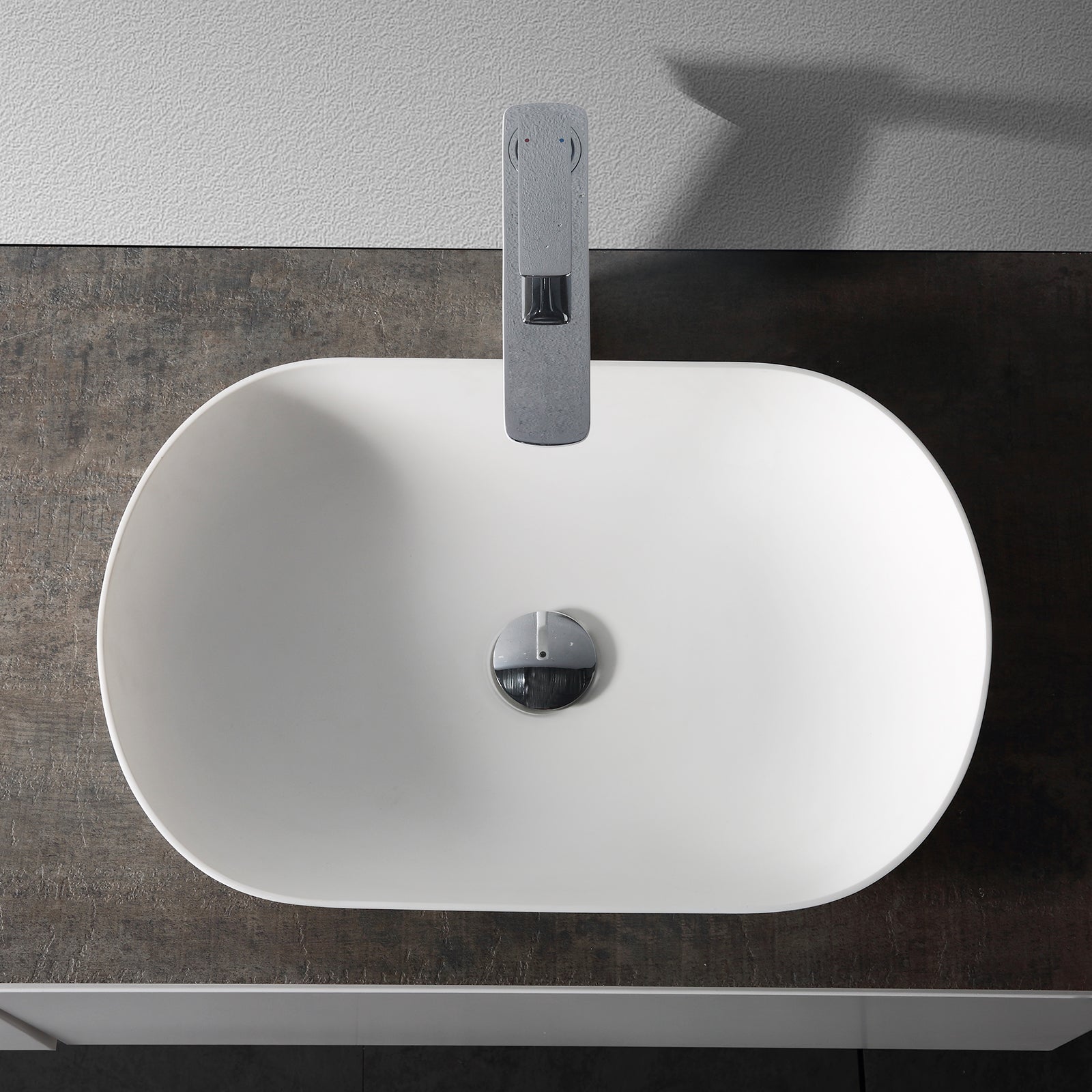 BERNSTEIN - Vasque à poser O-540 en fonte minérale - blanc mat - 54x34x10,5cm Sans cache - 3