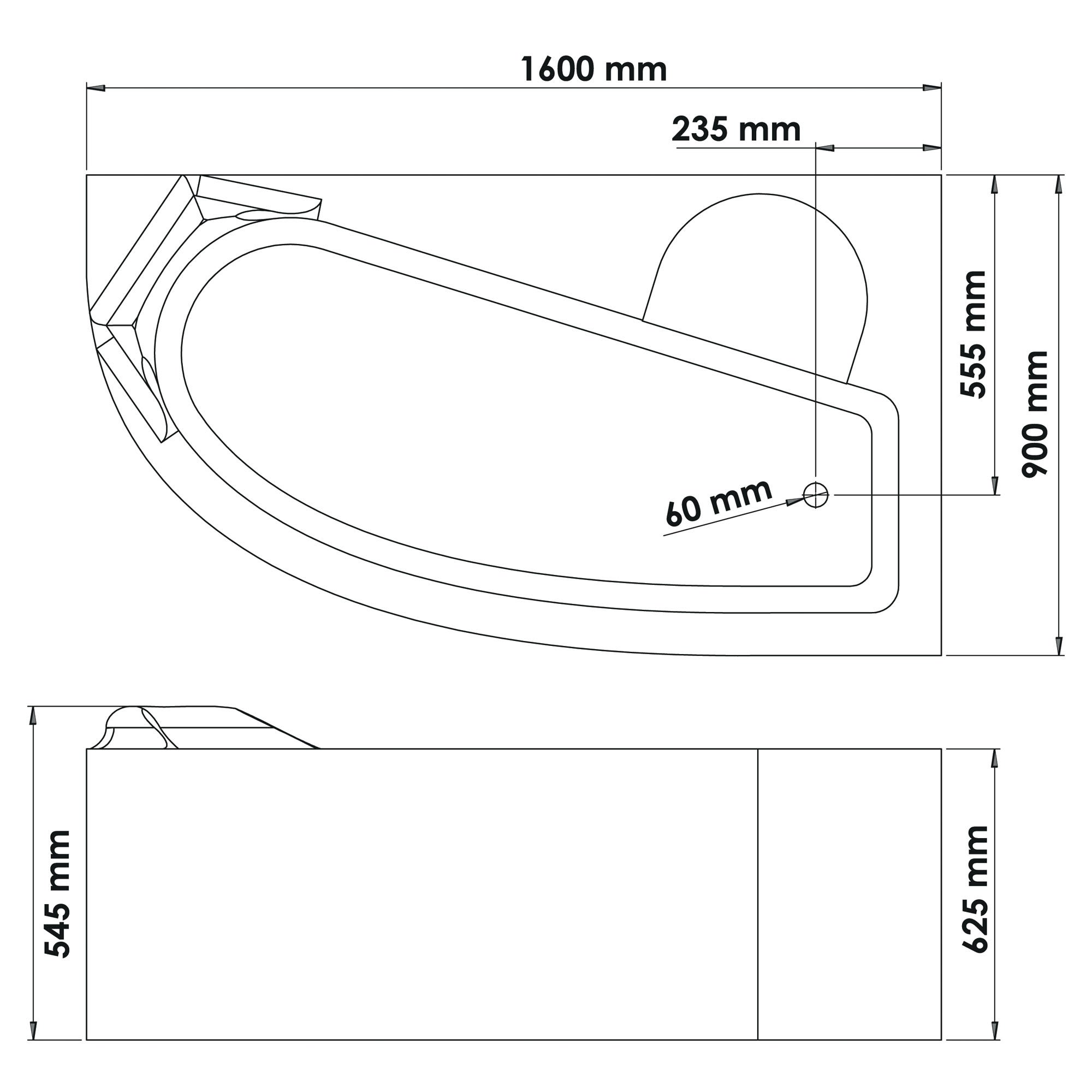 ONDEE ZEN - Kit Baignoire angle droit 160x90 et tablier motif vague - abs et acryl 3mm - blanc - 3