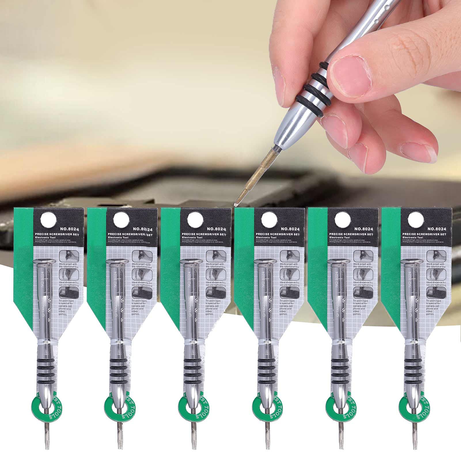 Jeu de 6 tournevis étoile en acier au chrome vanadium, kit d'outils de démontage et de réparation électronique pour téléphone portable - 5
