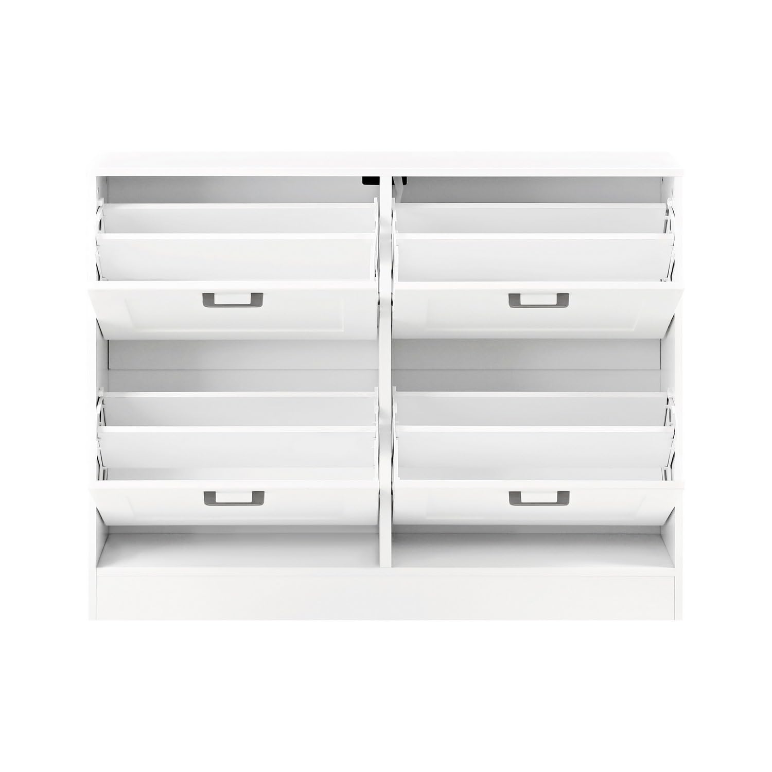 Scarpiera 4 ante in legno bianco 105x82x24 cm - 6