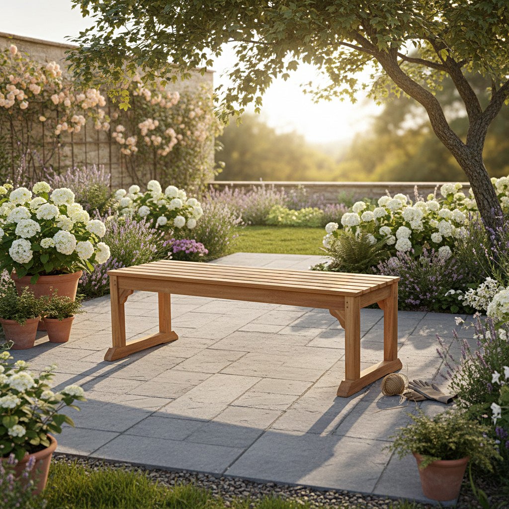 Banc en teck massif Wimbledon 140 cm (sans dossier) - 6