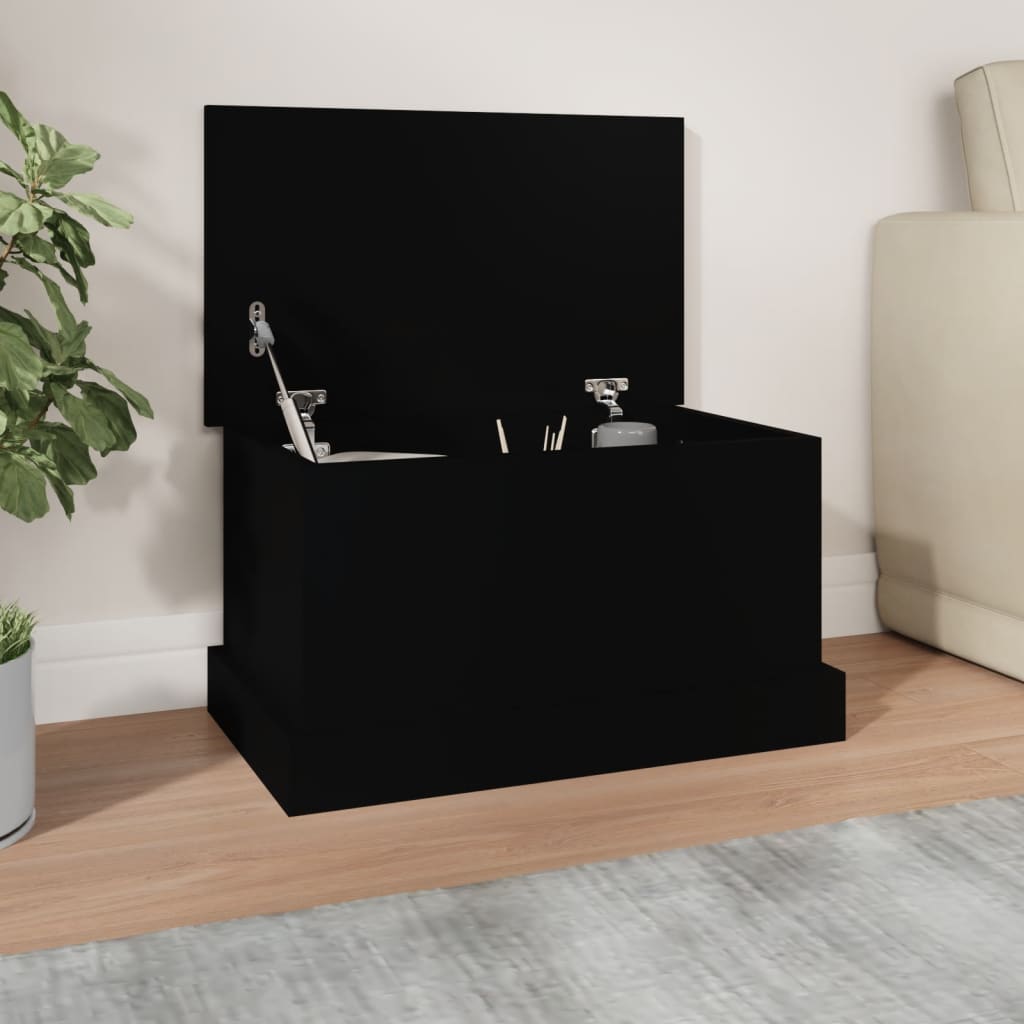 Caja de almacenamiento negra 50x30x28 cm de madera contrachapada