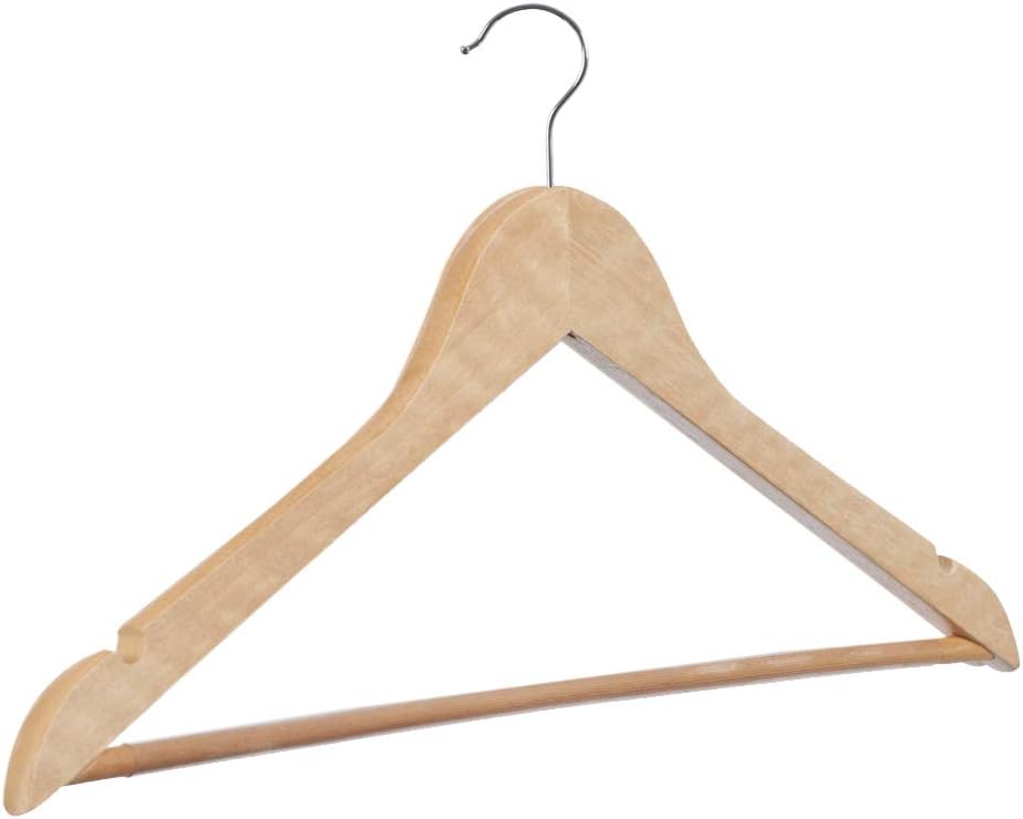 CASA COM-FORT | Pacote com 10 cabides de madeira antiderrapantes | Cor Natural | Design fino e elegante | Madeira maciça - 3