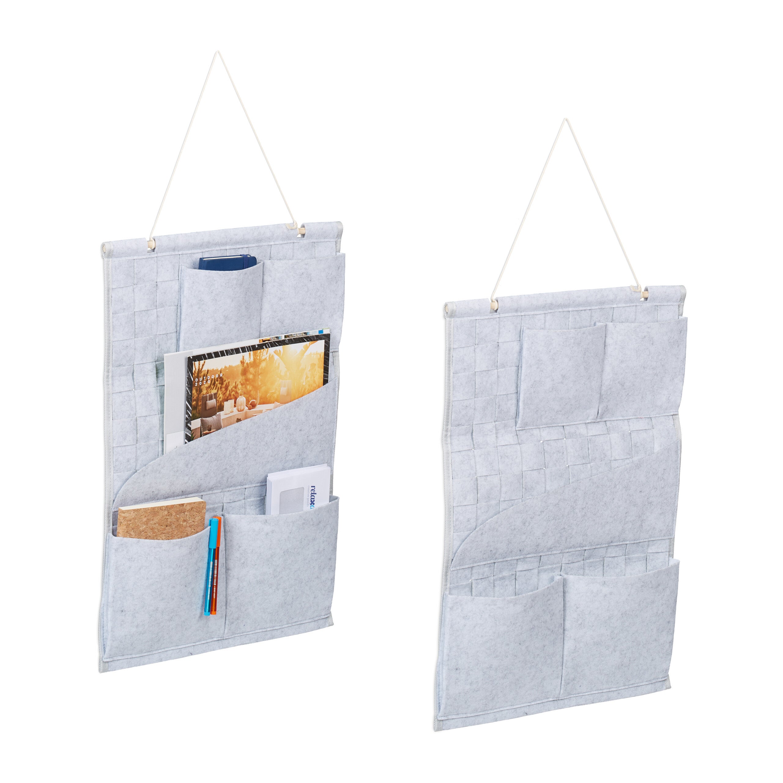Portaoggetti da Appendere Parete o Porta, Organizer Bagno, 26 Scomparti, Portasciugamani, Grigio Trasparente, Relaxdays | Leroy Merlin