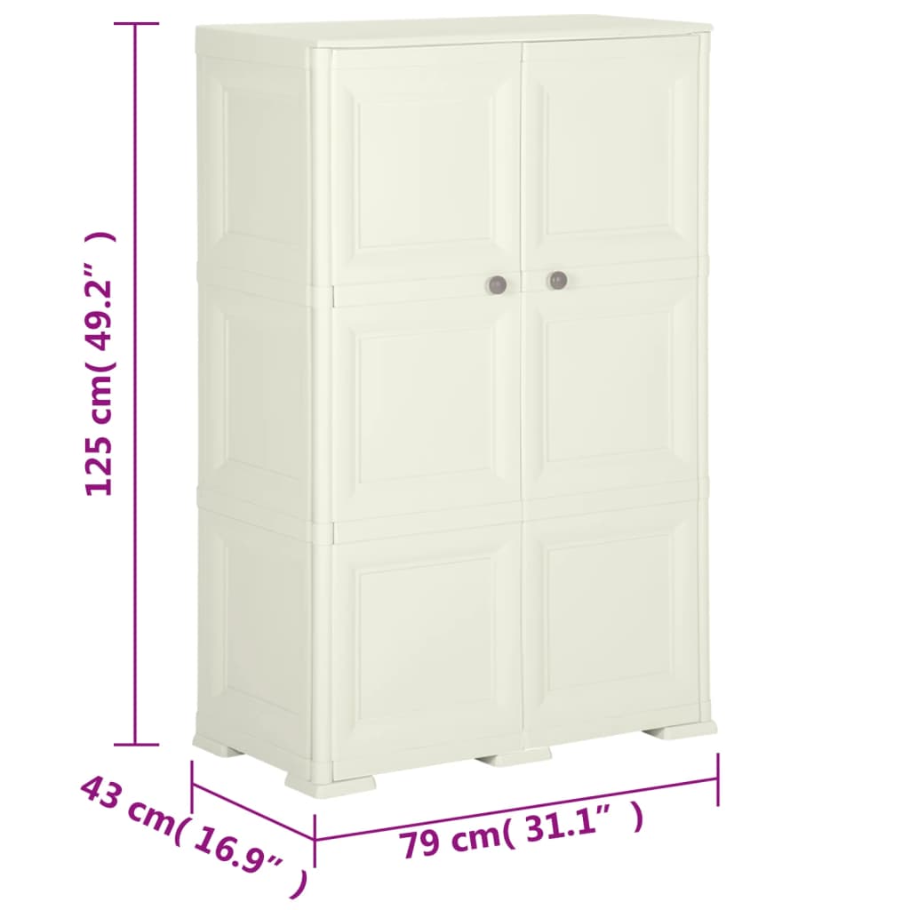 Armoire plastique 79x43x125 cm design bois glace à la vanille vidaXL - 3