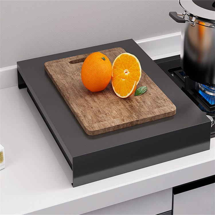 Étagère de cuisine noire, support pour plaque à induction, couvercle de cuisinière, 35×48×7 cm, épaisseur 10 mm - Noir - 4