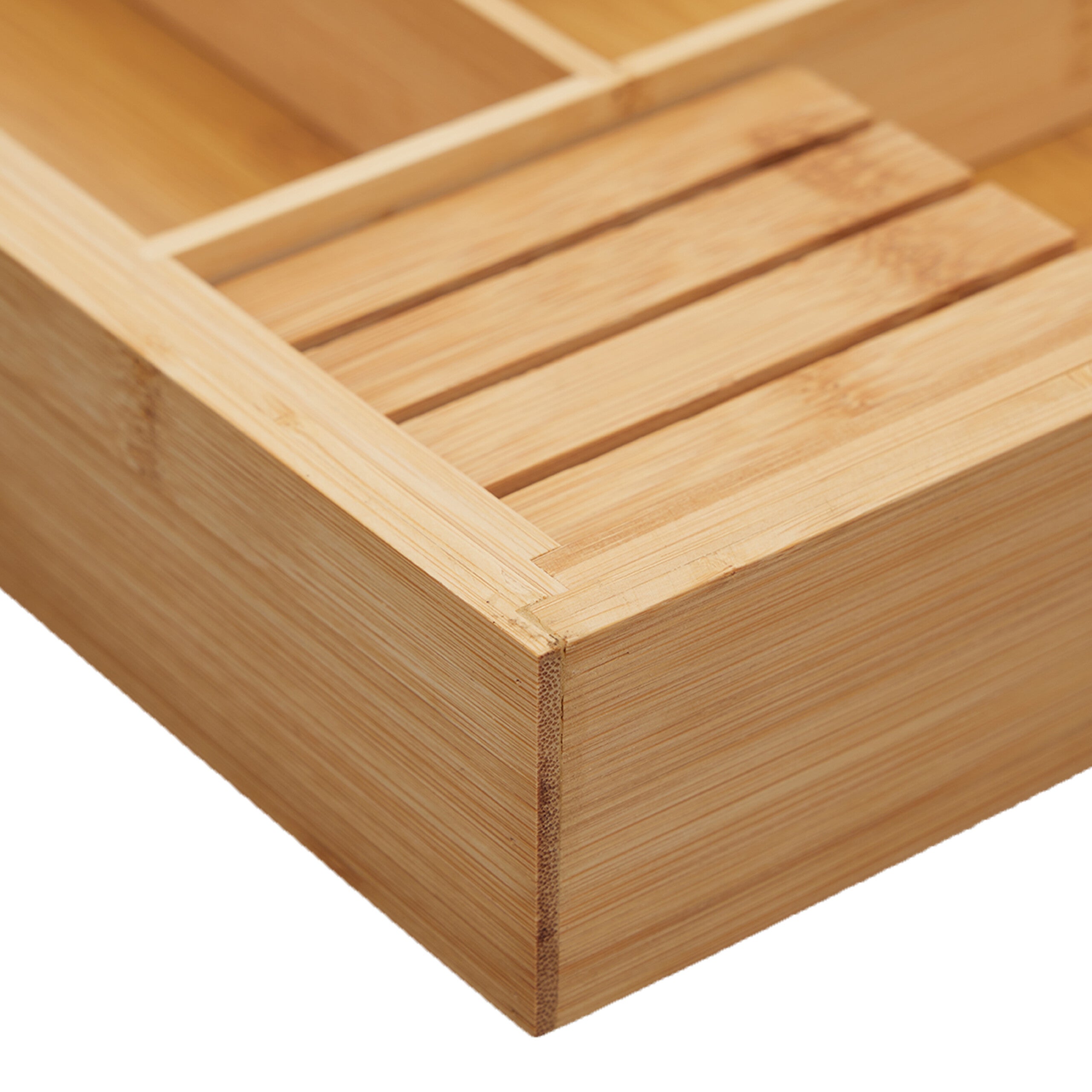 Cubertero Cajón Extensible 9 Compartimentos Bambú, Caja Cubiertos y Cuchillos Cocina, 5,5x45x44,5cm, Natural, Relaxdays - 7