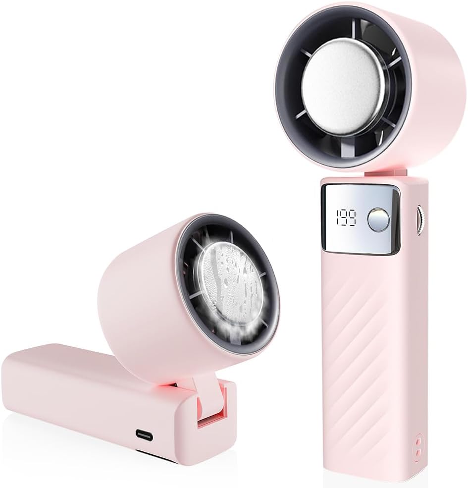 Przenośny wentylator, mini wentylator akumulatorowy 4000 mAh, mały, cichy wentylator turbinowy (1-199), odpowiedni do uprawiania sportu i podróży (ró