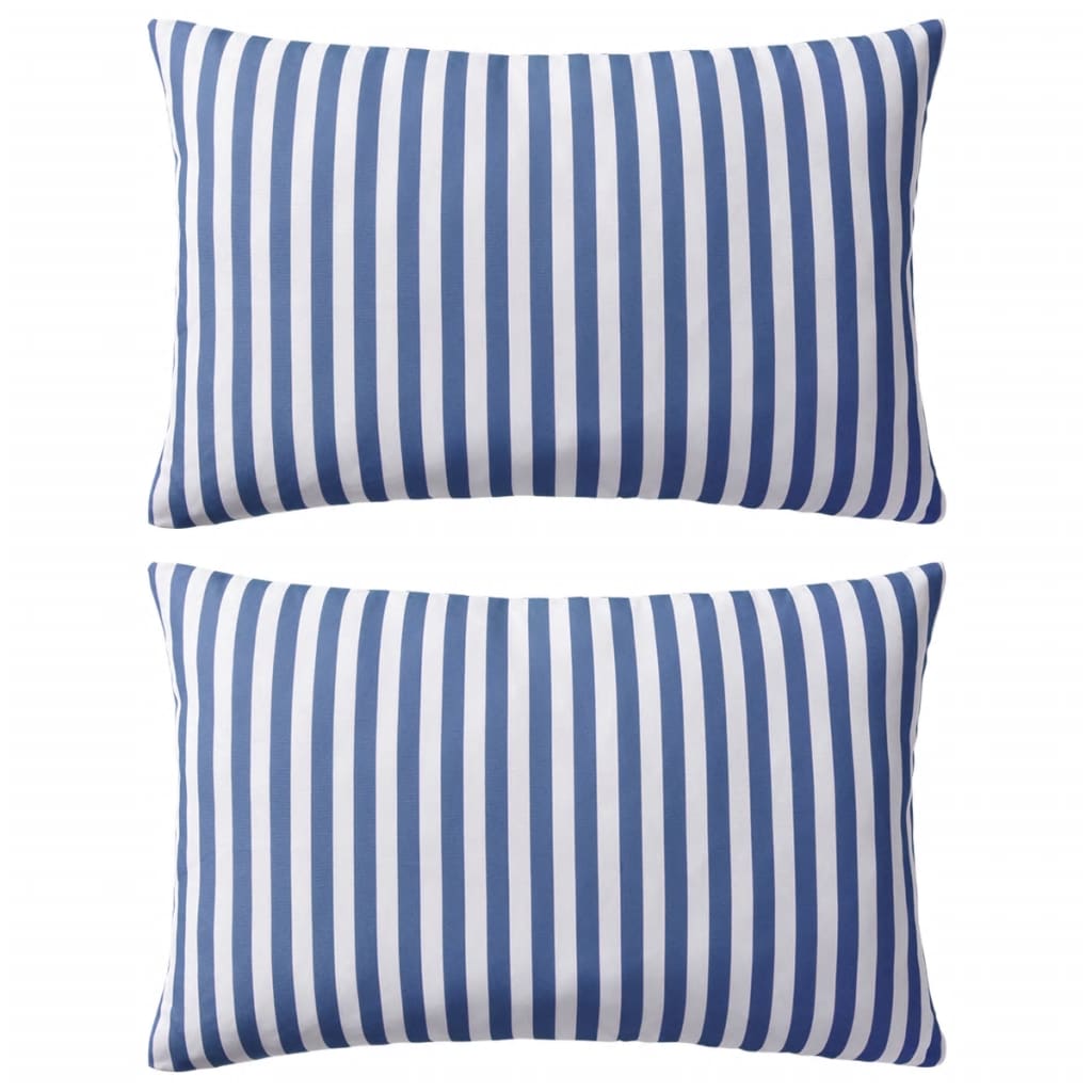 Maison exclusive - cojines para exterior a rayas 60x40 cm azul marino 2 unidades