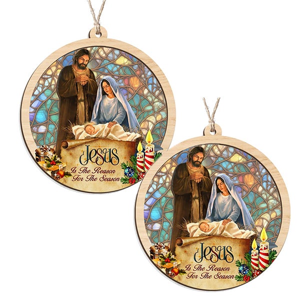 Ornamento Per Presepe In Vetro 2024 - Decoration Natalizia Religiosa Con Gesù Bambino - Regalo Cristiano Per Albero Di Natale - Piccolo E Colorato (7,5x8,5 Cm)