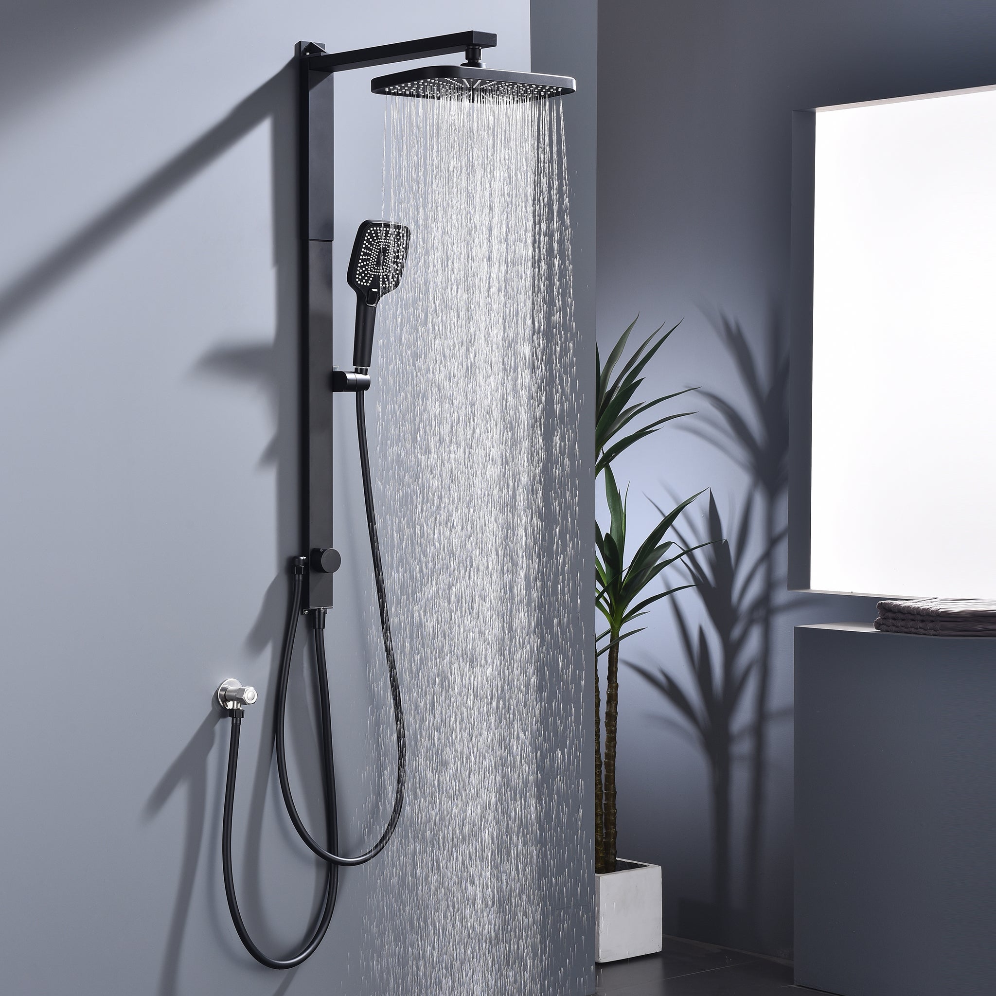 Columna De Ducha Rainsworth De 25 Cm Sin Grifo – Ducha De Lluvia Con 3 Chorros, Divertor De Latón Y Barra Ajustable, Cromo