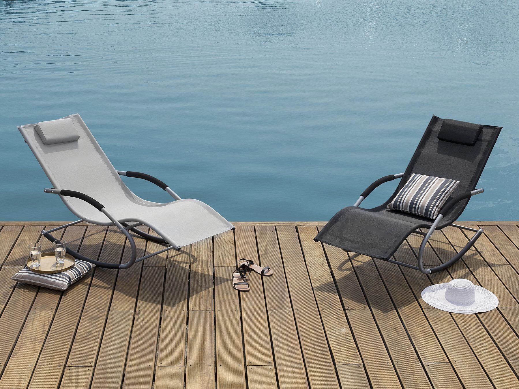 Lettino Prendisole a Dondolo CARANO Metallo Nero - 2