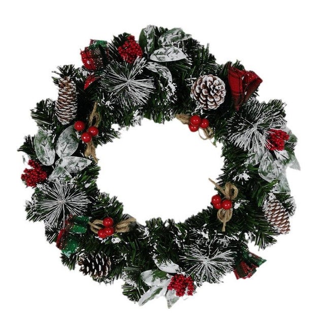 Ghirlanda di Natale con simulazione multi-specifica, appesa alla porta, appesa al muro, pendente ad anello in rattan, decorazione per finestra di Nata