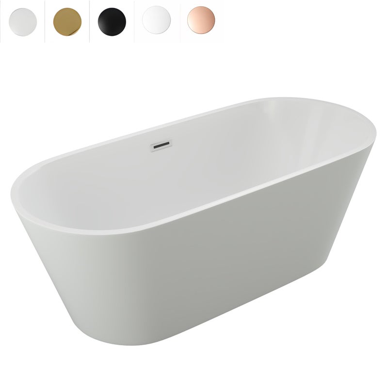 WANNA WOLNOSTOJĄCA EMILY AKRYLOWA 170 X 75 BIAŁA + SYFON KOREK PRZELEW 5 KOLORÓW