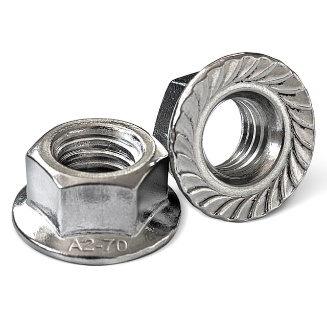 Dado inox esagonale flangiato e zigrinato M10