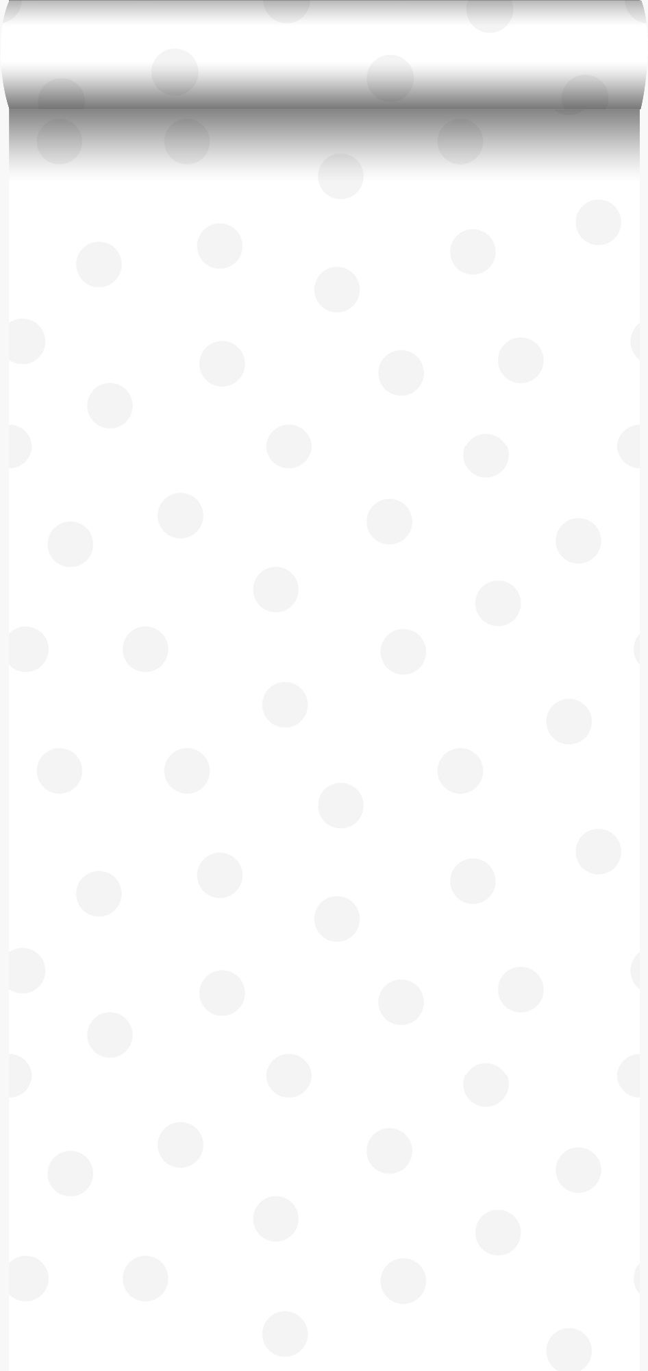 Papel pintado puntos lunares polka dots blanco mate y grigio argento lucido - 53 cm x 10,05 m - origin wallcoverings