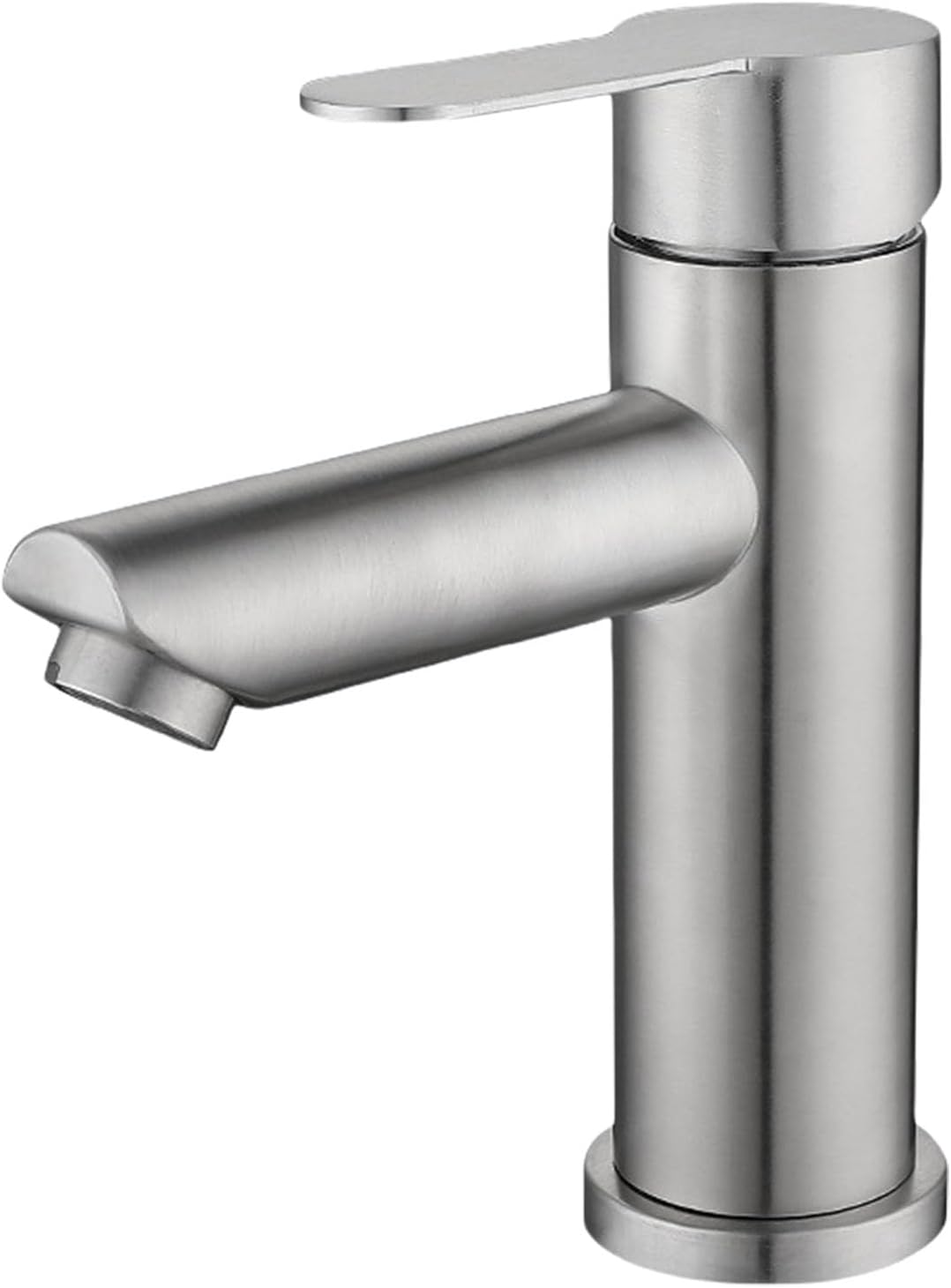 Jednouchwytowa bateria do ciepłej i zimnej wody, srebrna, ze stali nierdzewnej, z bezpośrednim strumieniem, z wężem elastycznym o długości 60 cm