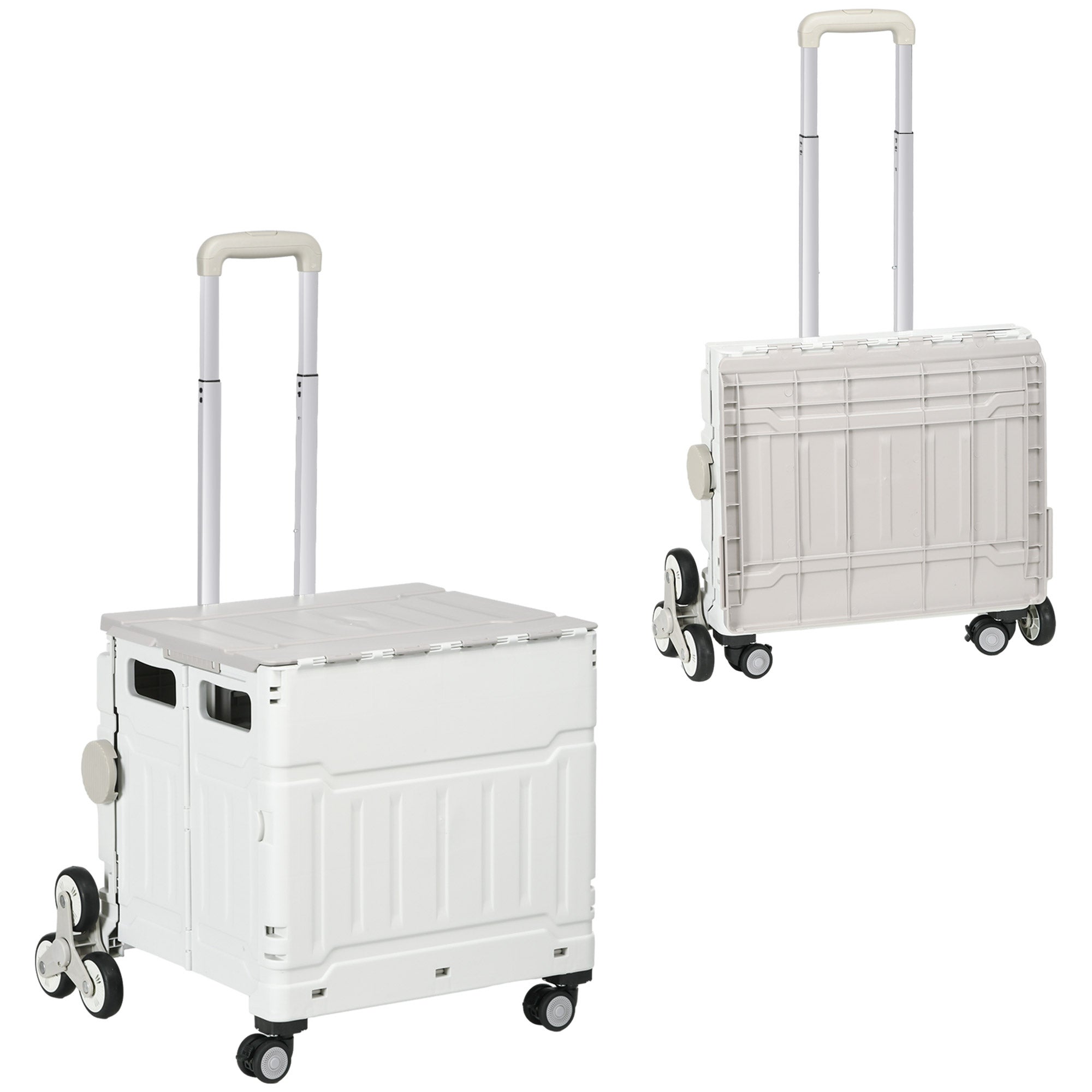 Relaxdays Chariot De Courses Pliable 35kg Avec Couvercle Et Poignée Télescopique - 50L