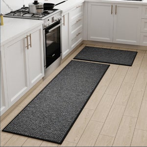Tapis De Cuisine Antidérapant COSY HOMEER 60x180 Cm - Lavable En Machine - Pour Couloir, Entrée, Buanderie - Gris Foncé