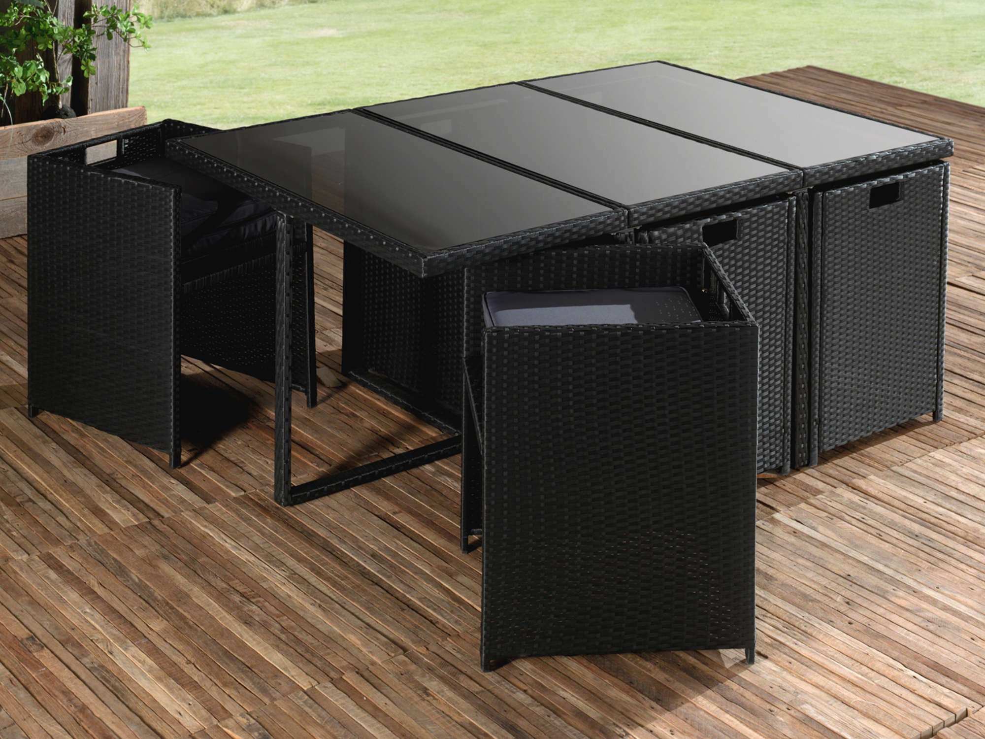 Salon de jardin 10 places en résine tressée noir / gris - FIRA - Best Mobilier - 6