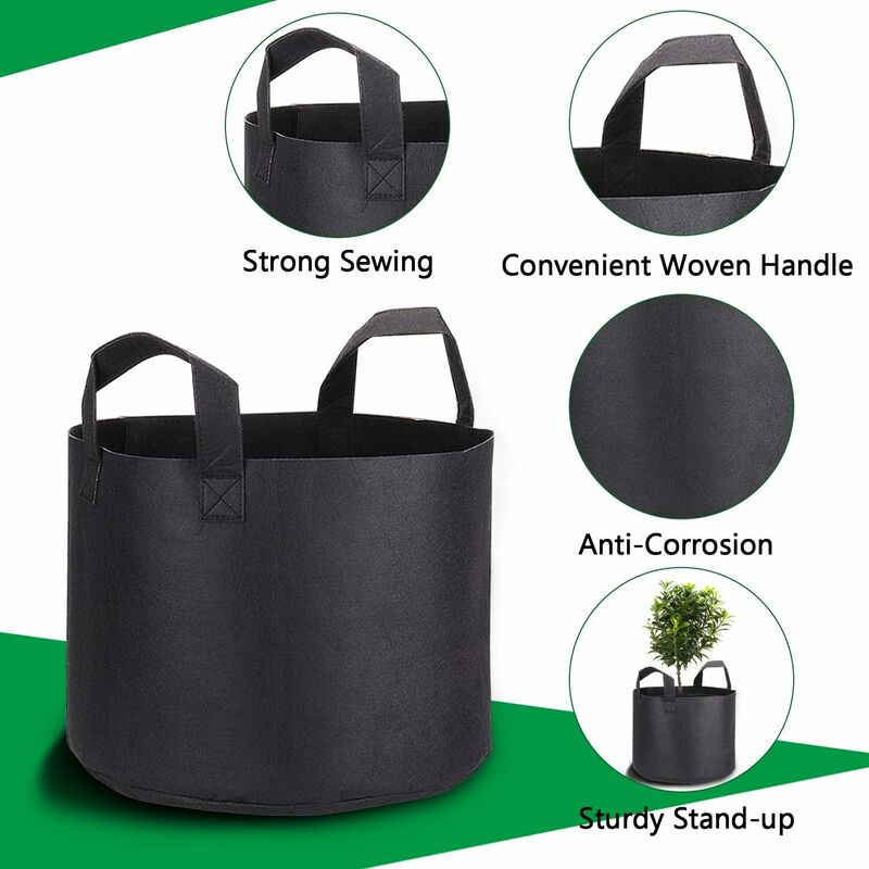 5 X Sacs de Plantes,Sacs de Culture de 5 gallons de Pots en Tissu Non tissé Haut de Gamme et Respirants avec poignées pour dragage et Plantation - 4