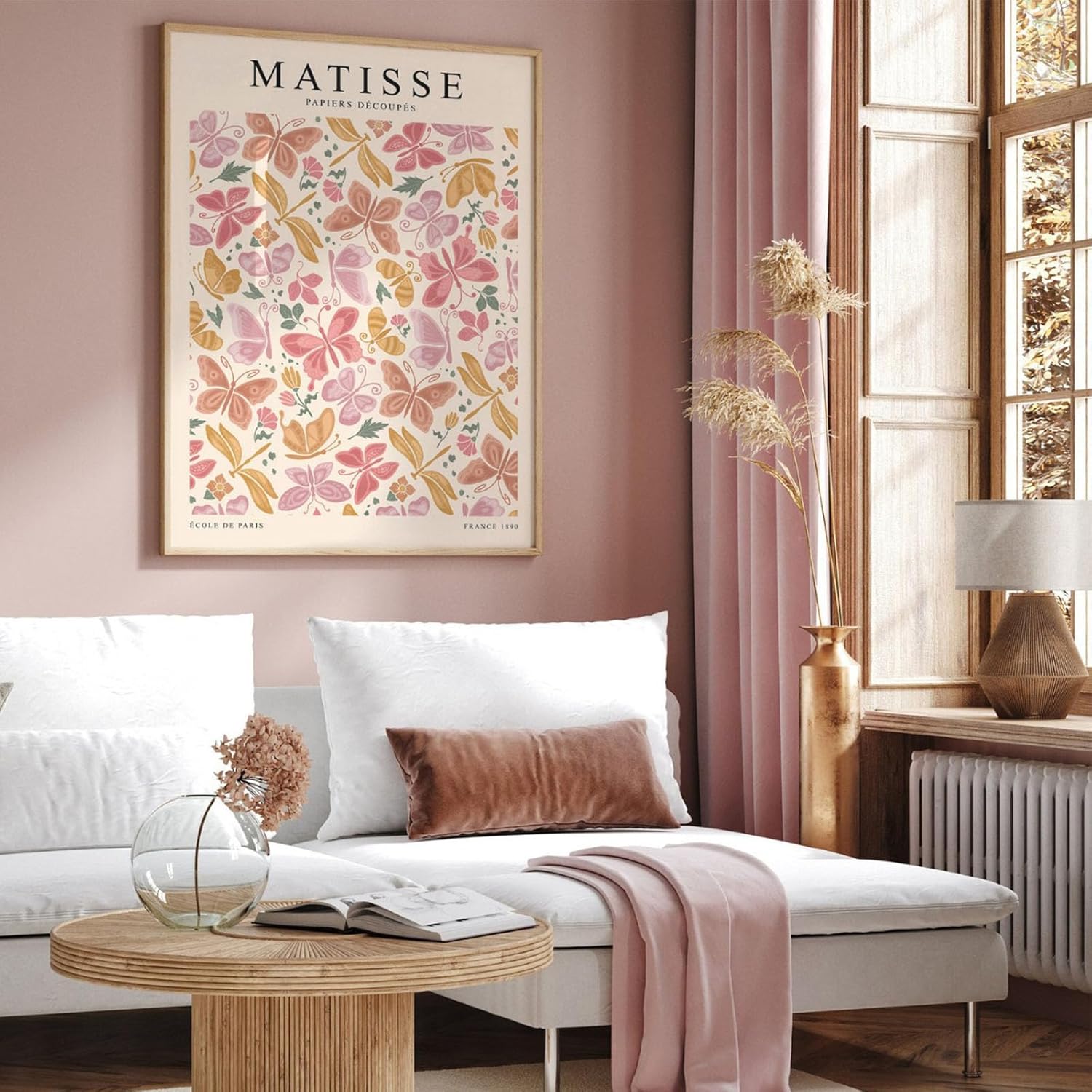 Lot de 3 affiches esthétiques, toile aquarelle esthétique à fleurs roses, peinture murale botanique abstraite, impressions d'art(50 x 70 cm) - 6
