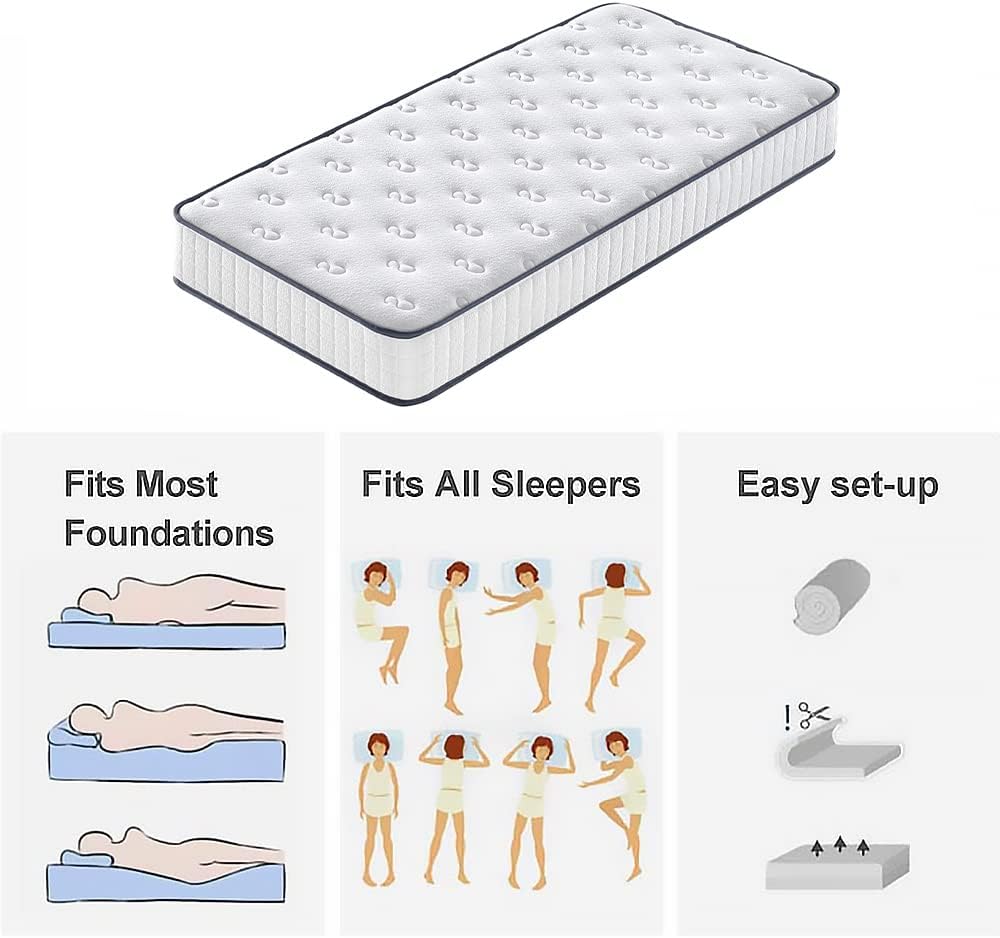 TEENO Ensemble Matelas en mousse + Sommier à Lattes 90x190cm, Epaisseur du Matelas 22cm - 4