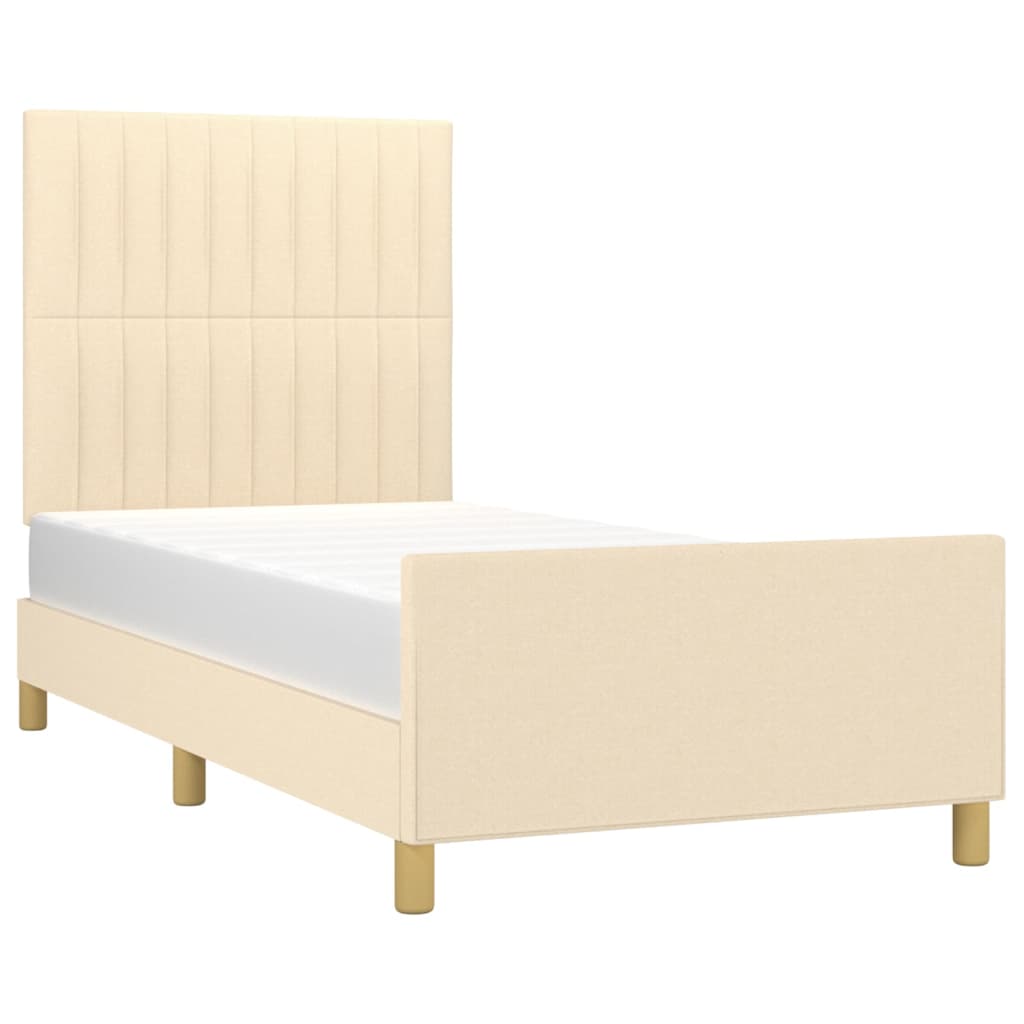 Cadre de lit sans matelas en tissu crème, pour la chambre, 100 × 200 cm - 3
