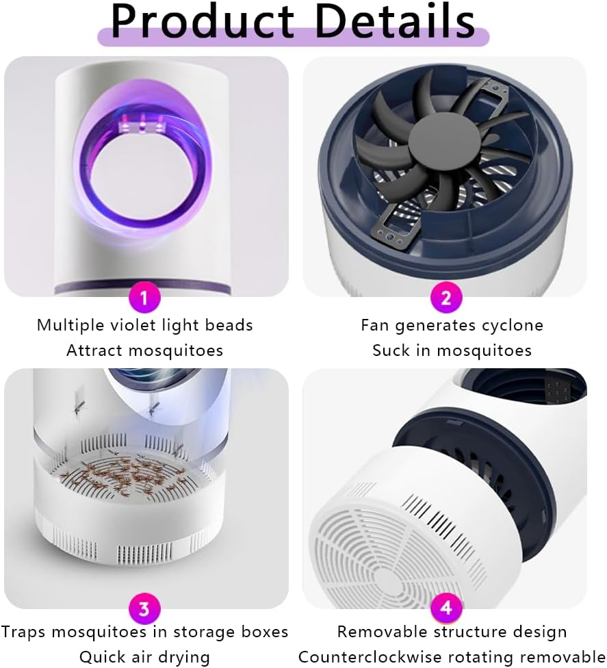 Tue-moustiques électrique pour intérieur et extérieur (blanc) - 2
