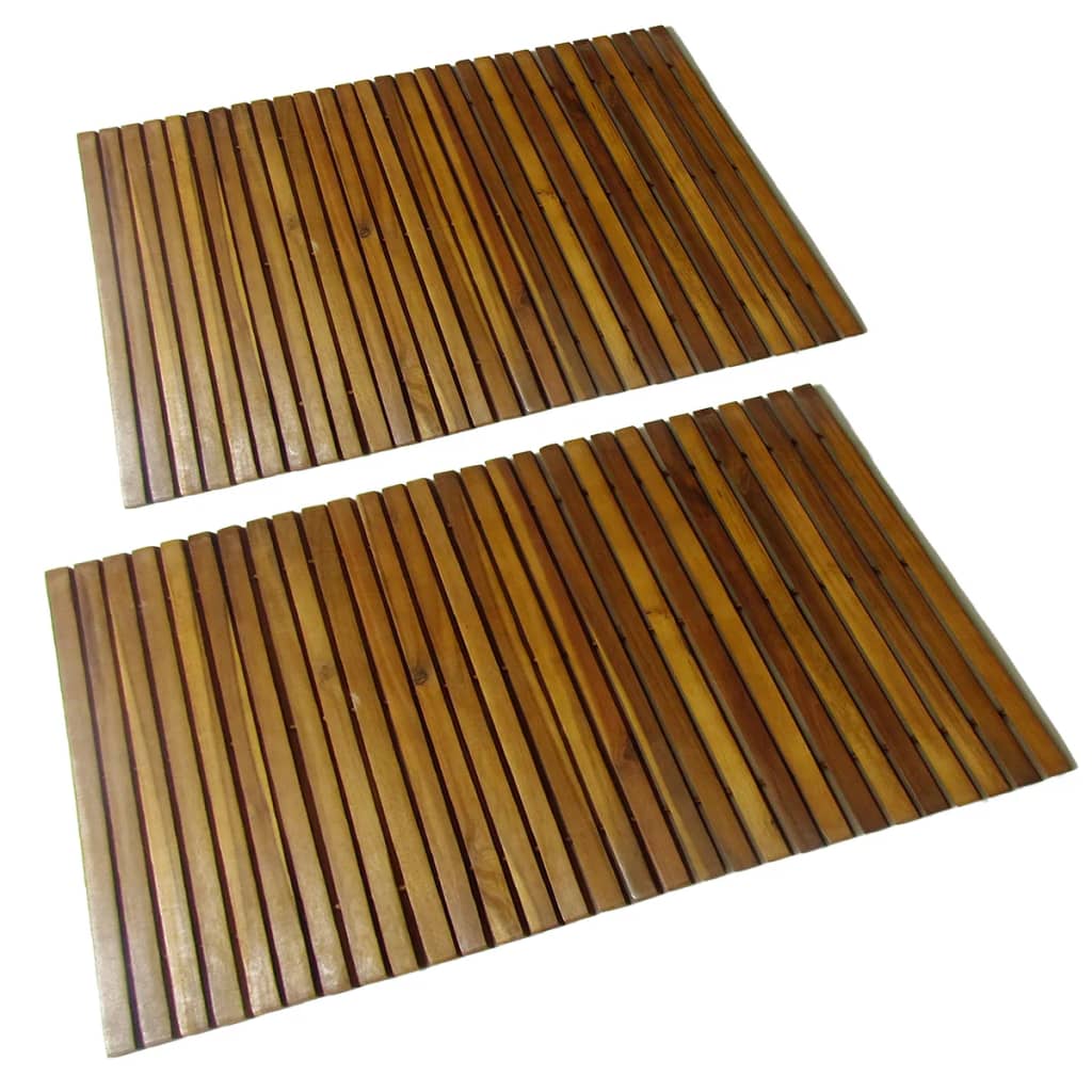 Vidaxl Set 2 Alfombras De Acacia Para El Baño, 80 X 50 Cm , Leroy Merlin