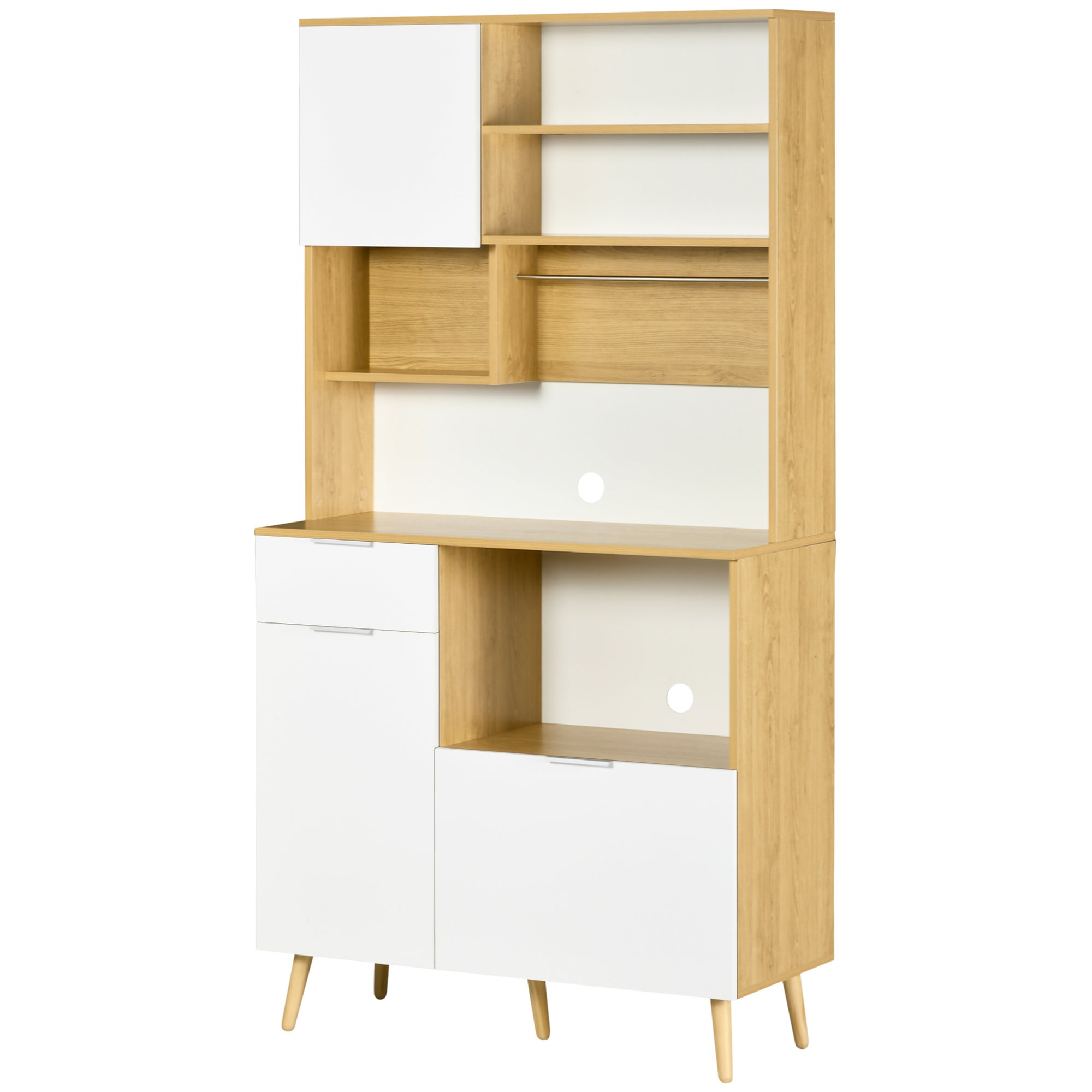 Kitchen Storage Cabinet 3 Doors Drawer Adjustable Shelf Natural | Leroy ...