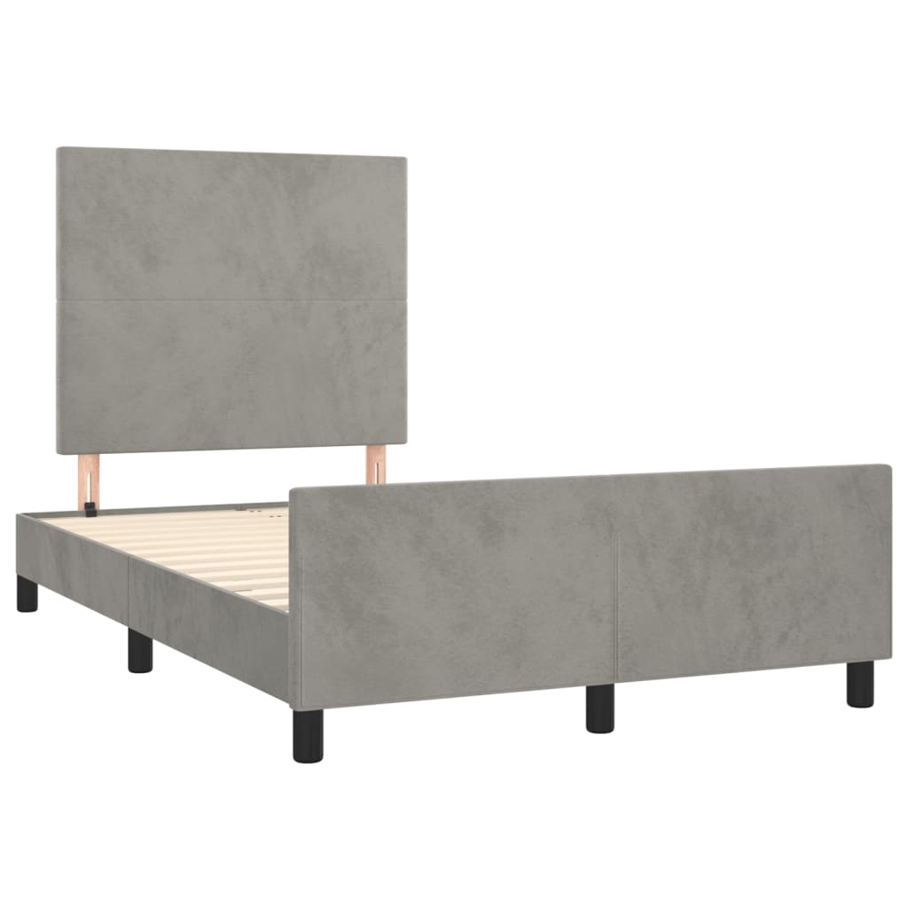 Cadre de lit sans matelas, en velours, gris clair, pour la chambre, 120 × 200 cm - 4