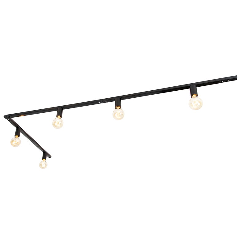 Nowoczesny system szynowy 1-fazowy 5-punktowy w tym oprawa E27 czarny - Jeana