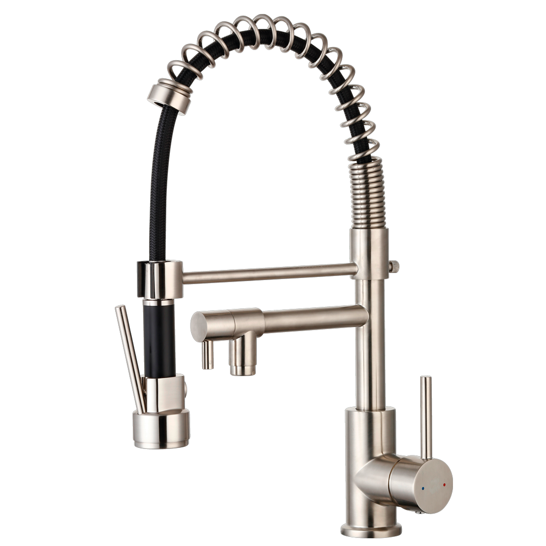 Logus bateria zlewozmywakowa z ruchomą słuchawką prysznicową, styl inox