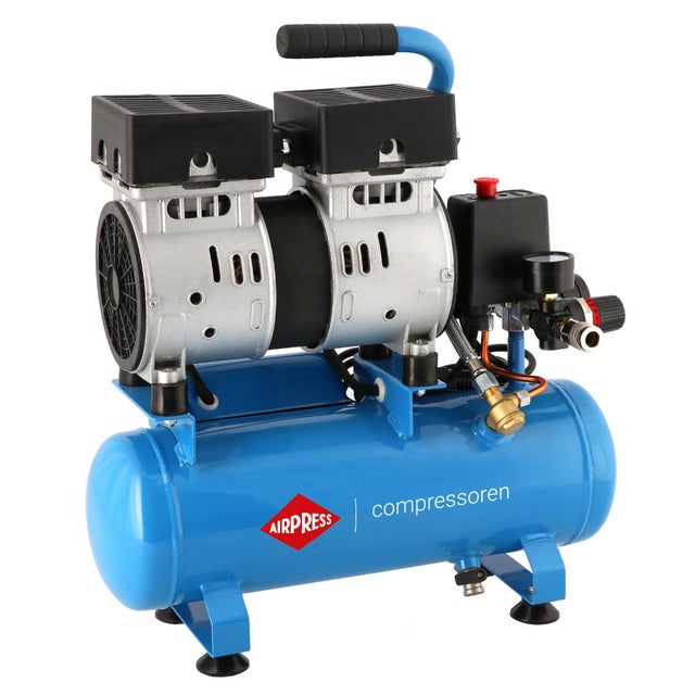 COMPRESOR DE AIRE SIN ACEITE SILENCIOSO DE DOS PISTONES AIRPRESS L 6-105 8 BAR 0,6 CV / 0,45 KW 48 L/MIN 6 L