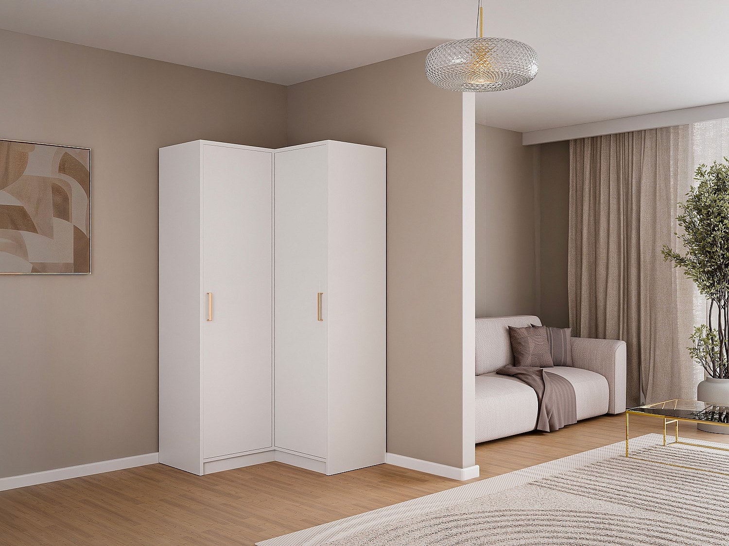 Armoire d'angle 2 portes - L115 cm - Blanc - LIZANDRO - 6